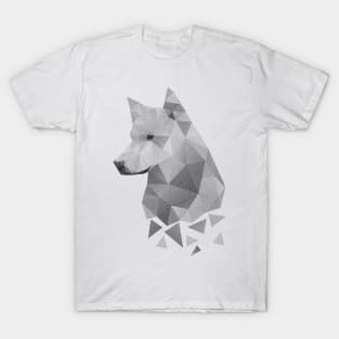 Dramabite Low-poly polygon grey wolf geometric minimal illustration T-Shirt